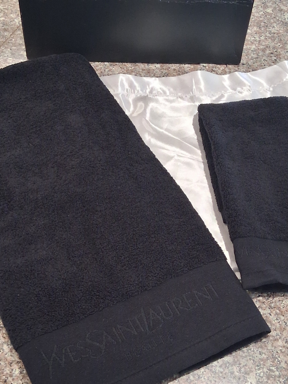 Yves Saint Laurent VIP/GWP Black Cotton Towel Pair.NEW SET.